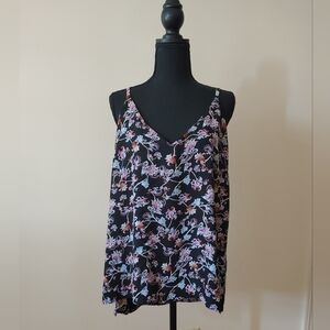 WHBM Sleeveless Reversible Blouse/Cami Black/Blue/Pink Floral Paisley Size XL.